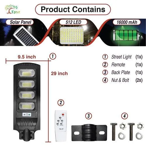 120 Watt Solar Street Light Without Pole (White Light)