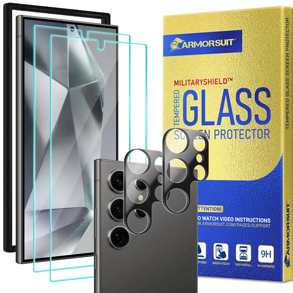 [2   2 Pack] ArmorSuit for Samsung Galaxy S24 Ultra Tempered Glass Case Friendly Protector (w/ Alignment Tool)   Camera Lens Protector
