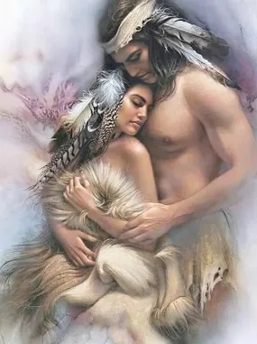 5D Diamond Painting - Native American Art, Full Round/Square Drills, Indian Couple