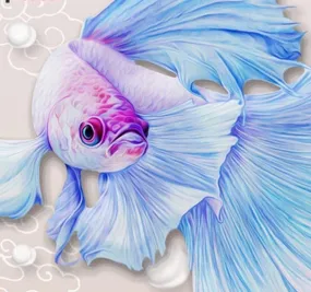 5D Diamond Painting "Blue Fish" Full Square Rhinestones on sale