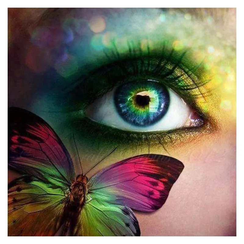 5d DIY Diamond Painting Cross Stitch - Butterfly Eye,  Full Square Drill Rhinestone
