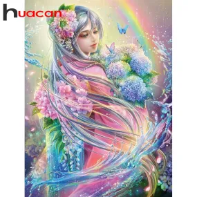 5D DIY Diamond Painting | Fairy Diamond Embroidery | Full Square/Round Rhinestones | Rainbow Flowers Butterfly