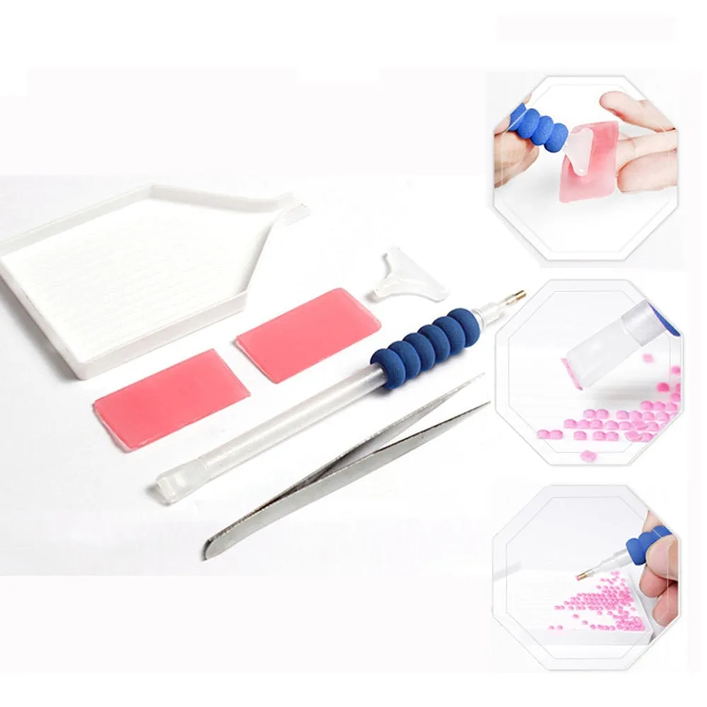 5D Diy Diamond Painting Kit,  Orchids & Stones, Full Square Diamond