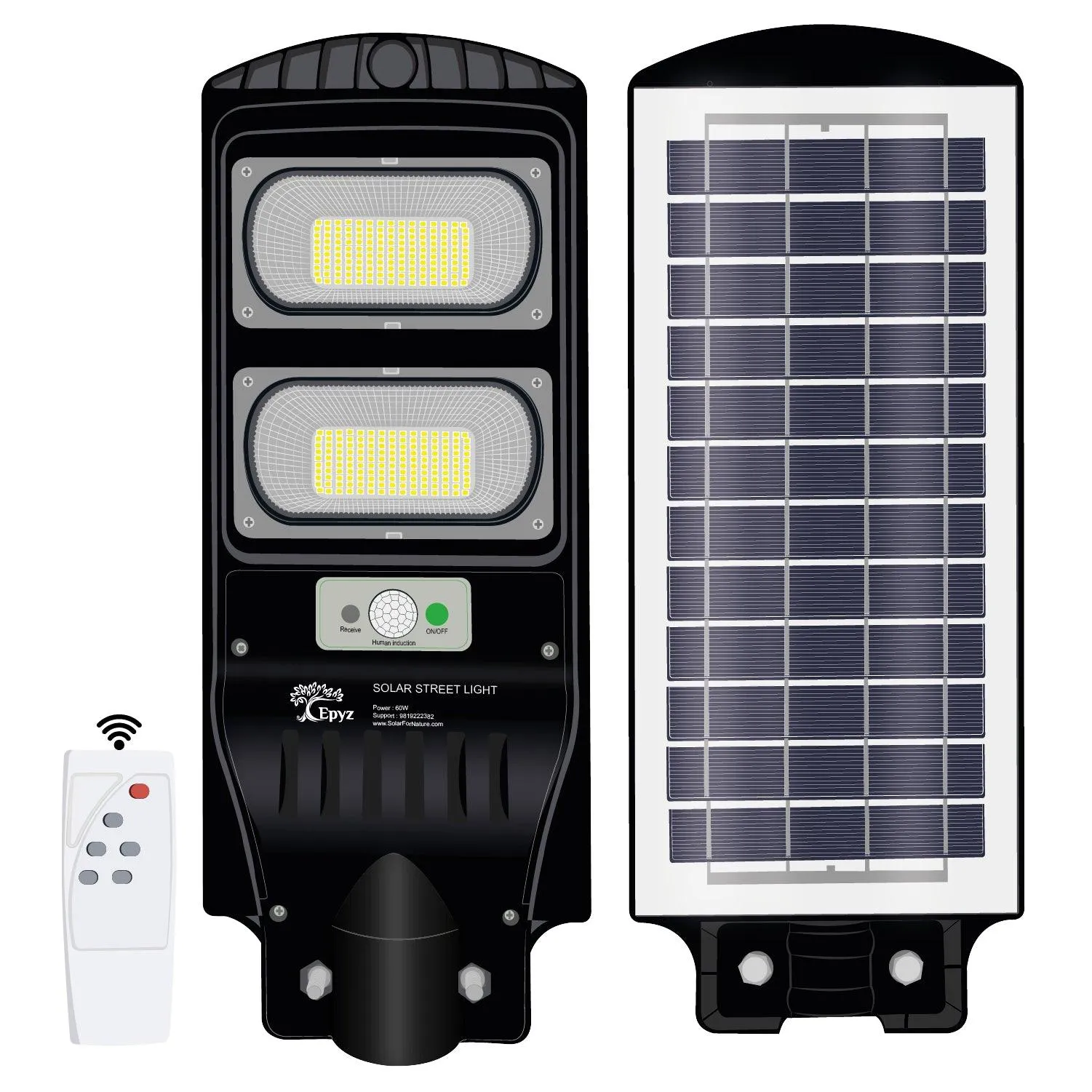 60 Watt Solar Street Lights for Garden (White Light)