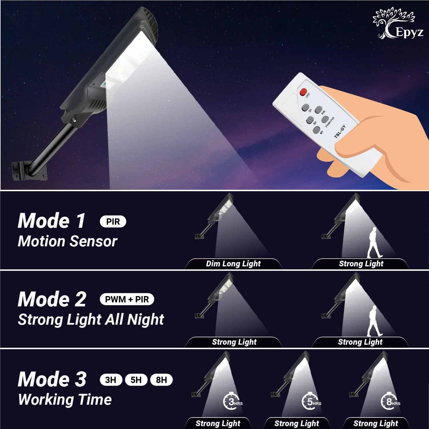 60 Watt Solar Street Lights for Garden (White Light)
