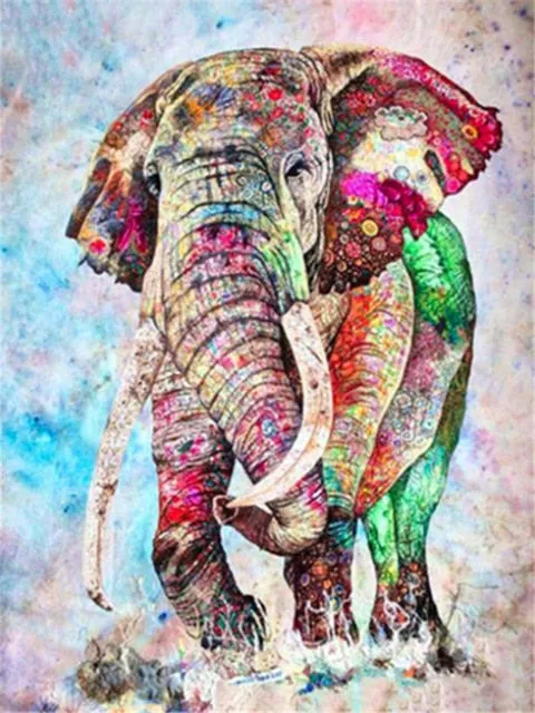 Abstract Elephant Diamond Painting Kit | Full Square Drill 5D Diamonds | Animal Rhinestone Embroidery | Elephant Portrait