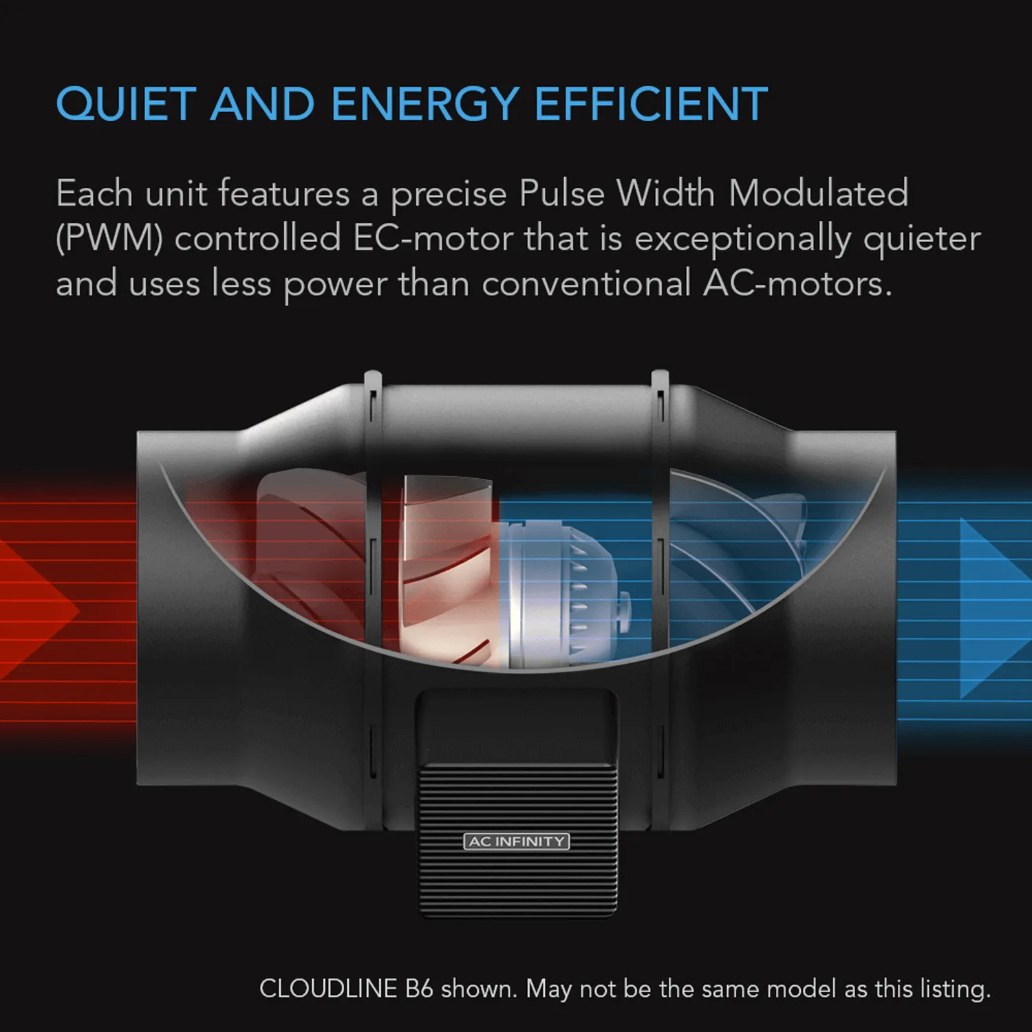 AC Infinity CLOUDLINE LITE A8, Quiet Inline Fan with Speed Controller, 8-Inch