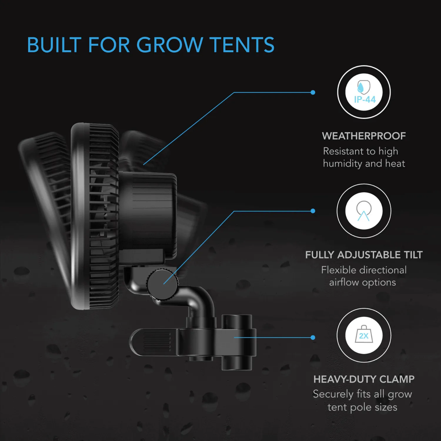 AC Infinity CLOUDRAY A6, Grow Tent Clip Fan 6" with 10 Speeds, EC-Motor, Manual Swivel