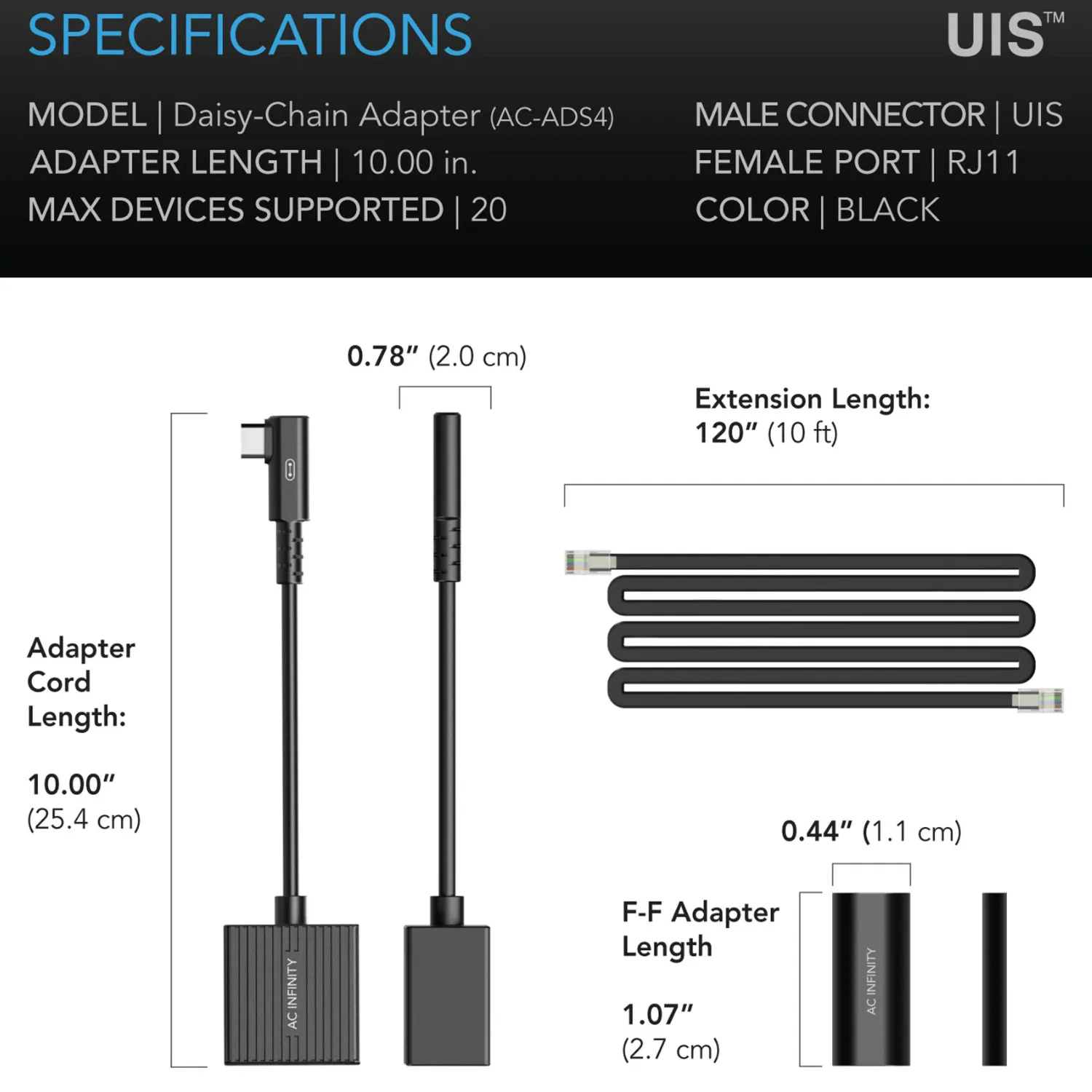 AC Infinity UIS Lighting Daisy-Chain Adapter Dongle