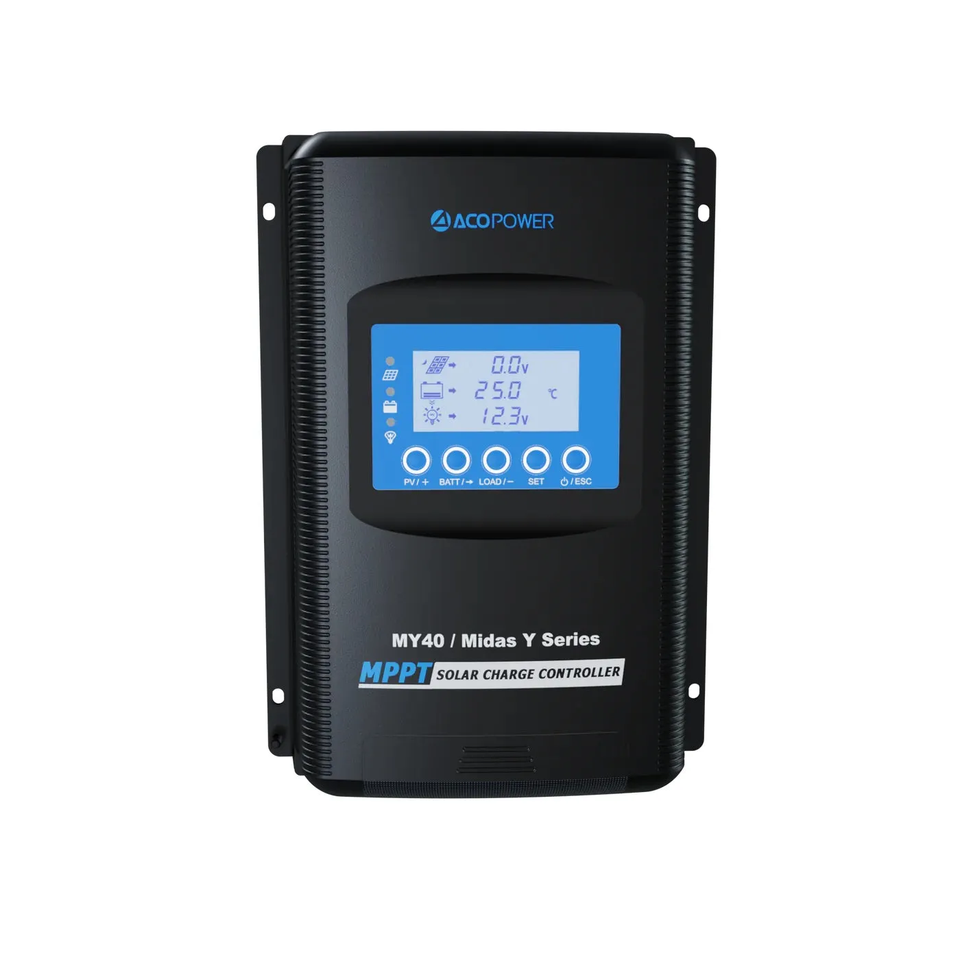 ACOPower Midas 40A MPPT Negative Ground Solar Panel Charge Controller LCD Display