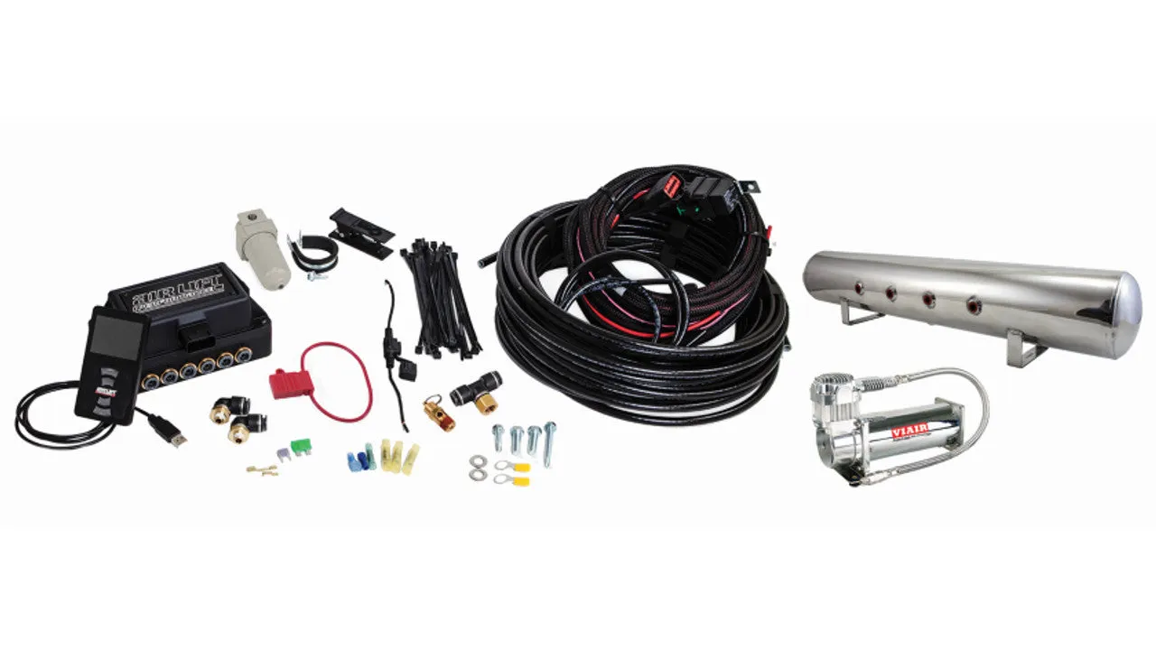Air Lift Performance 3P Air Management (1/4" Air Line, 5 Gallon Lightweight Polished Aluminum Tank, VIAIR 444C Compressor)