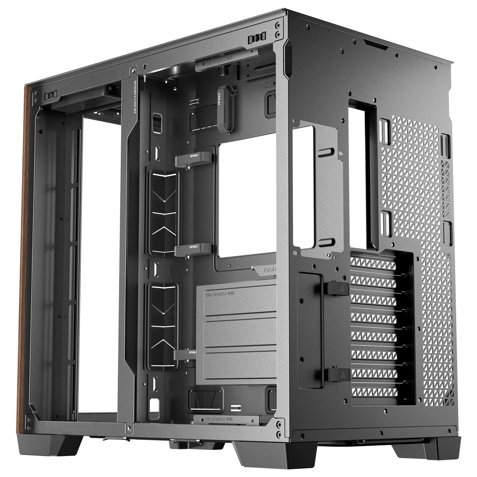 ANTEC Constellation C8 Dual Chamber Case, Gaming, Wood, Mid Tower, 2 x USB 3.0 / 1 x USB Type-C, Seamless Left and Front Tempered Glass Side Panel, E-ATX, ATX, Micro ATX, ITX