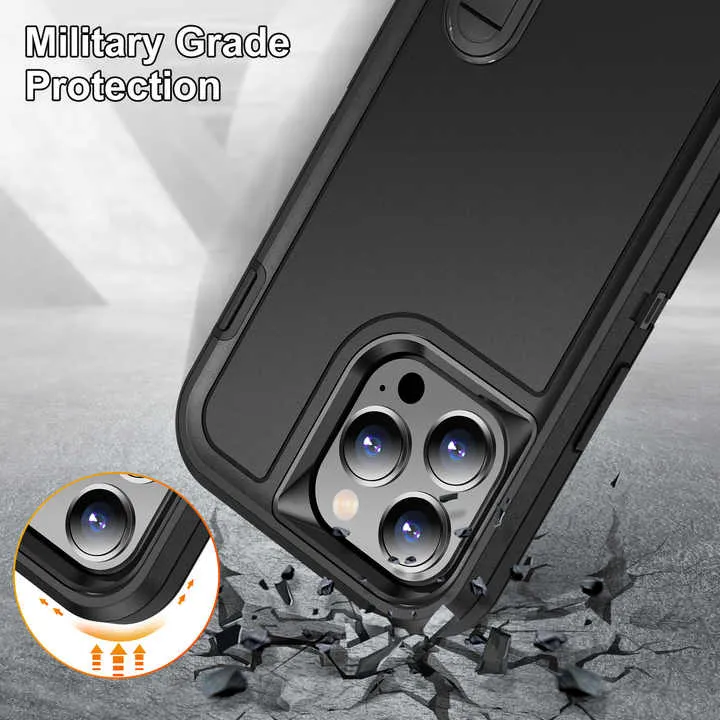 Armoured™ Defend 360 Tough Rugged Case for iPhone 14 Pro Max - Frosted Clear & Orange