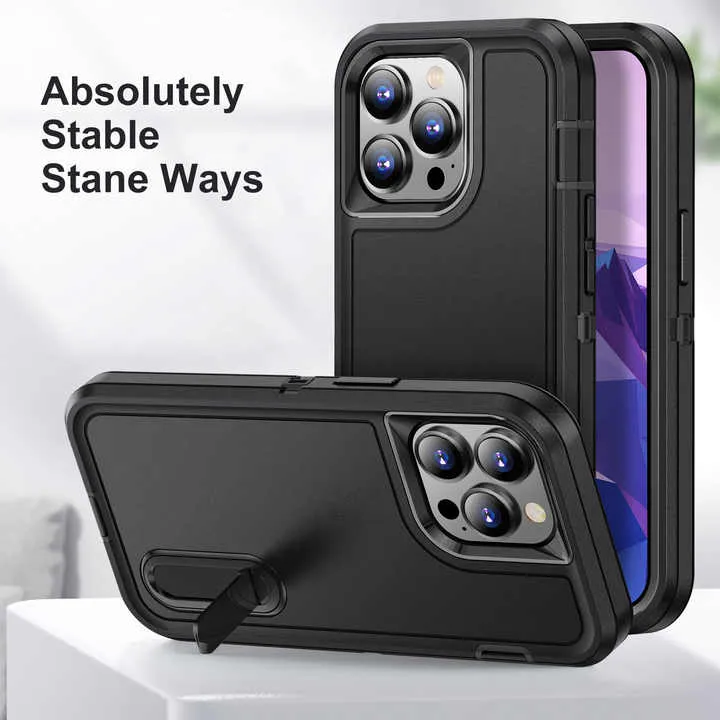 Armoured™ Defend 360 Tough Rugged Case for iPhone 14 Pro Max - Frosted Clear & Orange