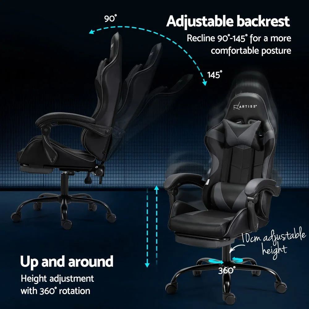 Artiss Two Point Massage Gaming Office Chair Footrest Grey