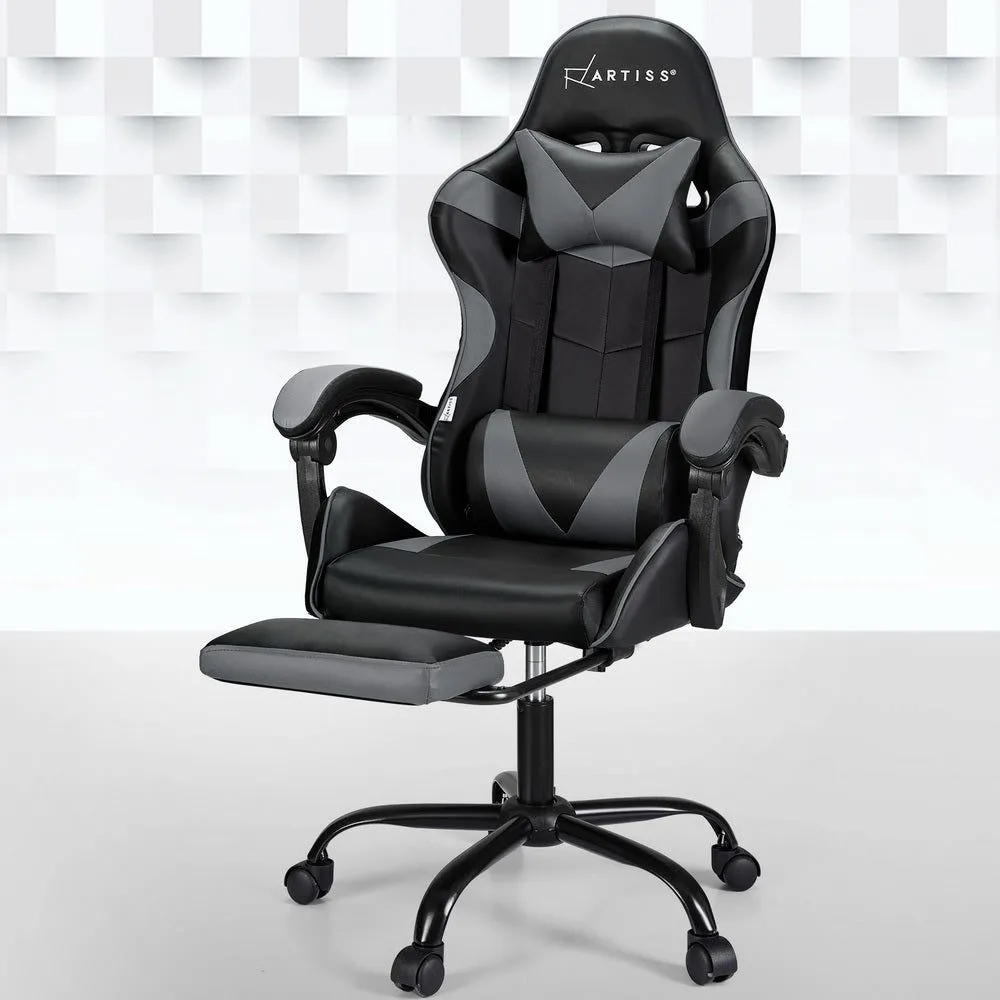 Artiss Two Point Massage Gaming Office Chair Footrest Grey