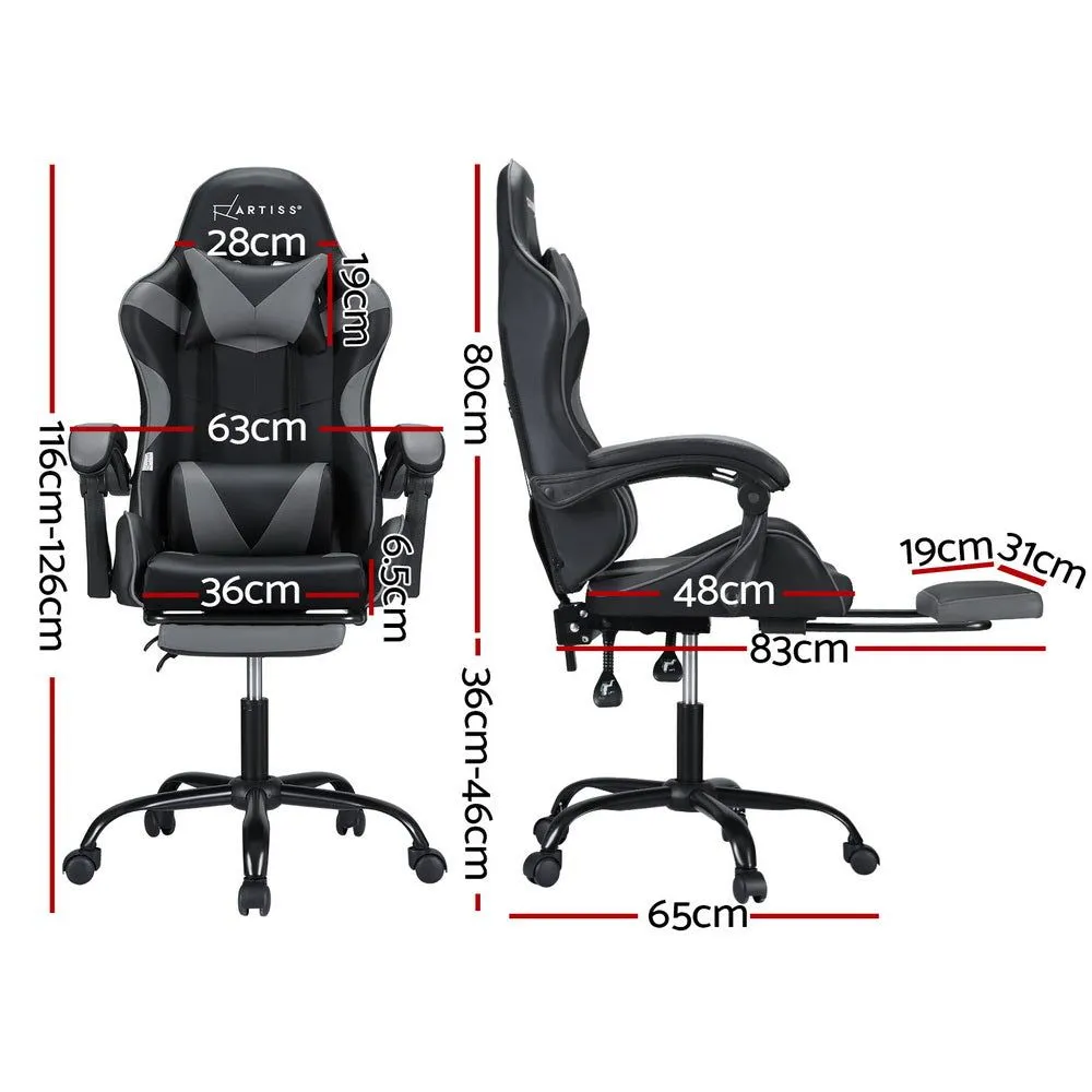 Artiss Two Point Massage Gaming Office Chair Footrest Grey