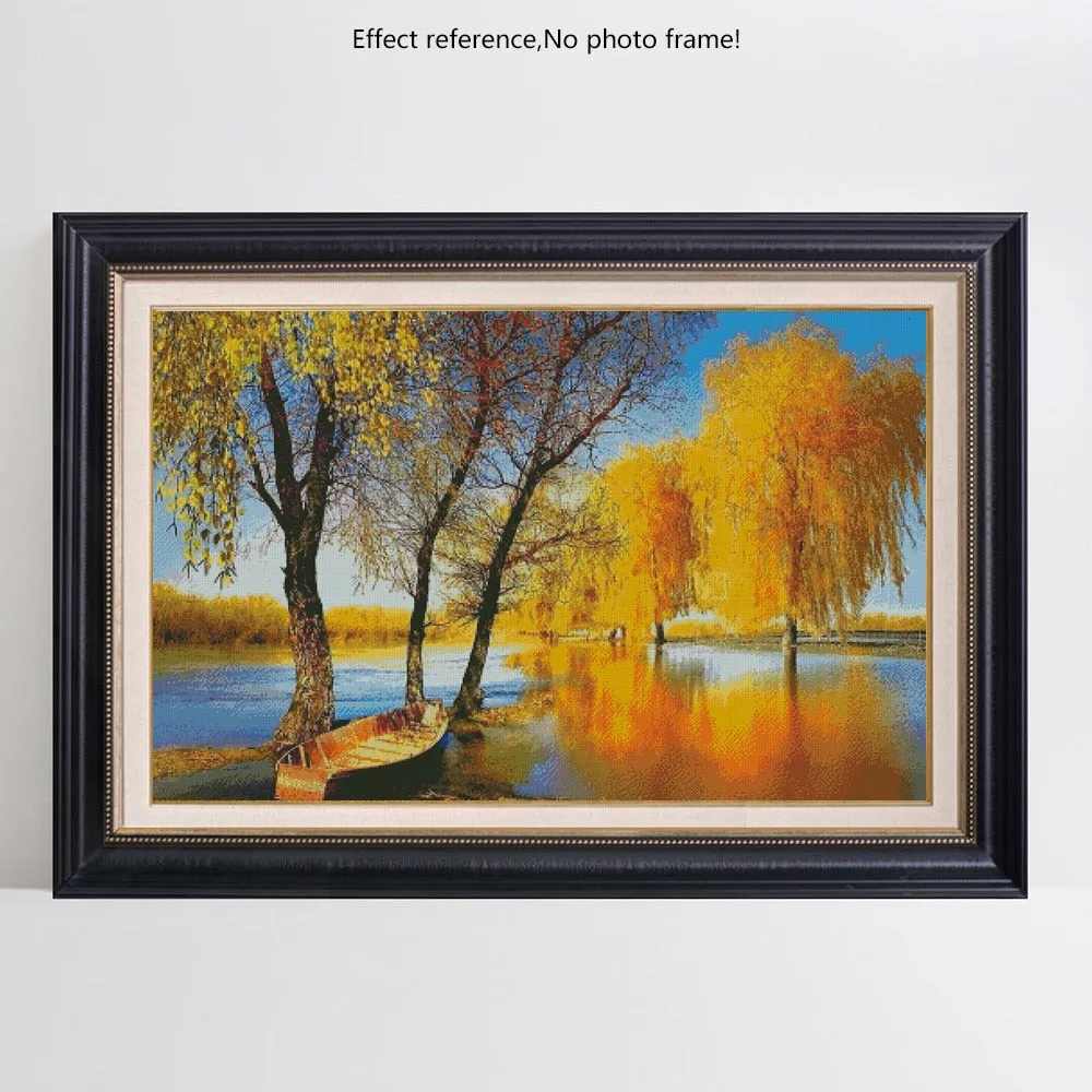 Autumn Lake Full Square 5D Diamond Art | DIY Diamond Rhinestone Embroidery
