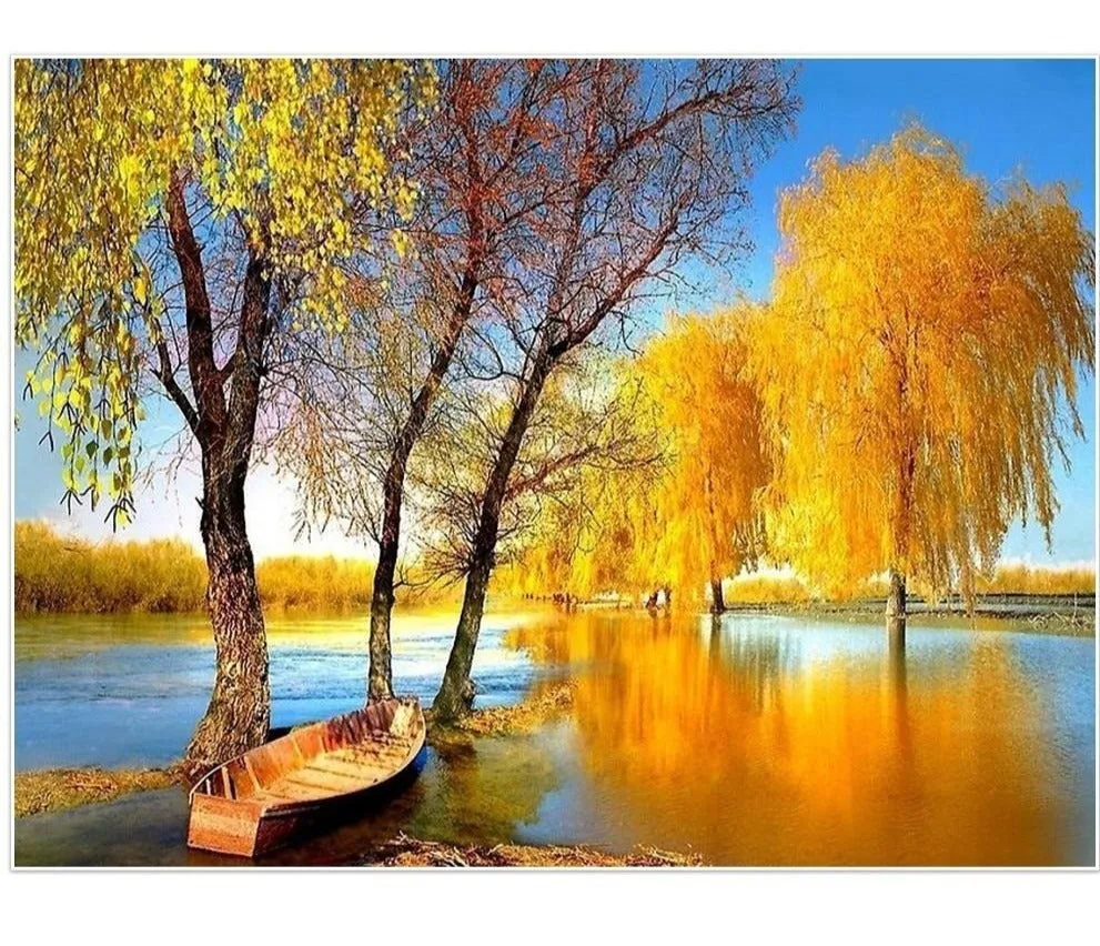 Autumn Lake Full Square 5D Diamond Art | DIY Diamond Rhinestone Embroidery
