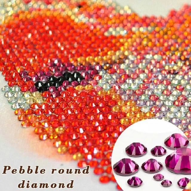 Autumn Pathway Crystal Diamond Painting Kit,  Full Square or Pebble Round Rhinestones.