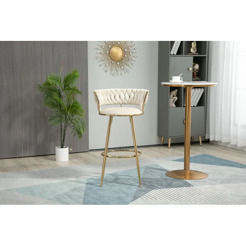 Bar Stool with Chrome Footrest and Base, Swivel, Height Adjustable