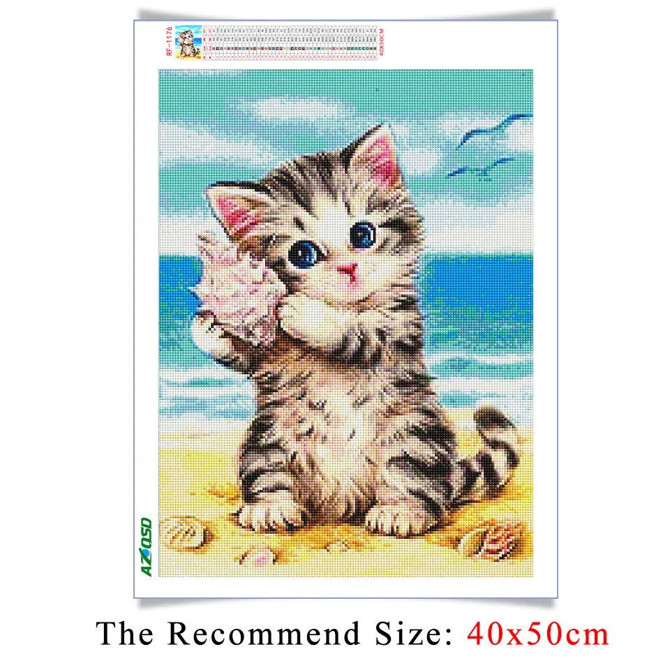 Basket Kitten | DIY Animal Diamond Painting Kit | Full Round/Square Drill Rhinestone Embroidery | Playful Kitten Portrait