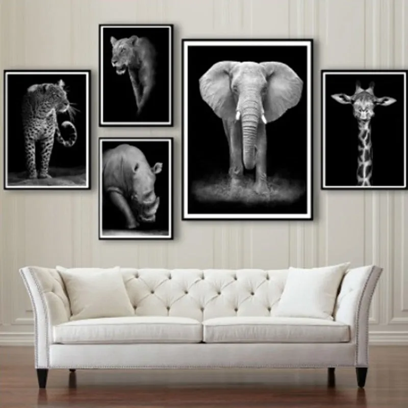 Black And White Elephant Diamond Painting | DIY Animal Diamond Kit | Full Round/Square Drill 5D | Ears Tusk Trunk