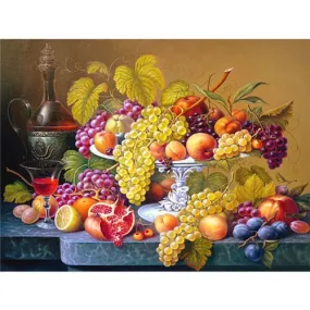 Bowl Of Fruit Rhinestone Embroidery | Grapes Plums Apple | Still Life Diamond Painting | Square/Round Drill