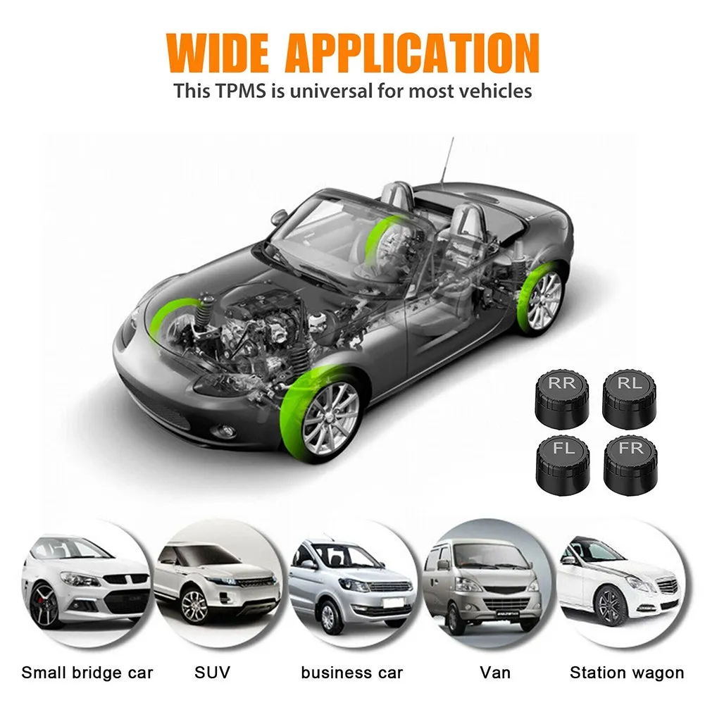 Car Tpms Solar Wireless Tire  Pressure  Monitoring  System