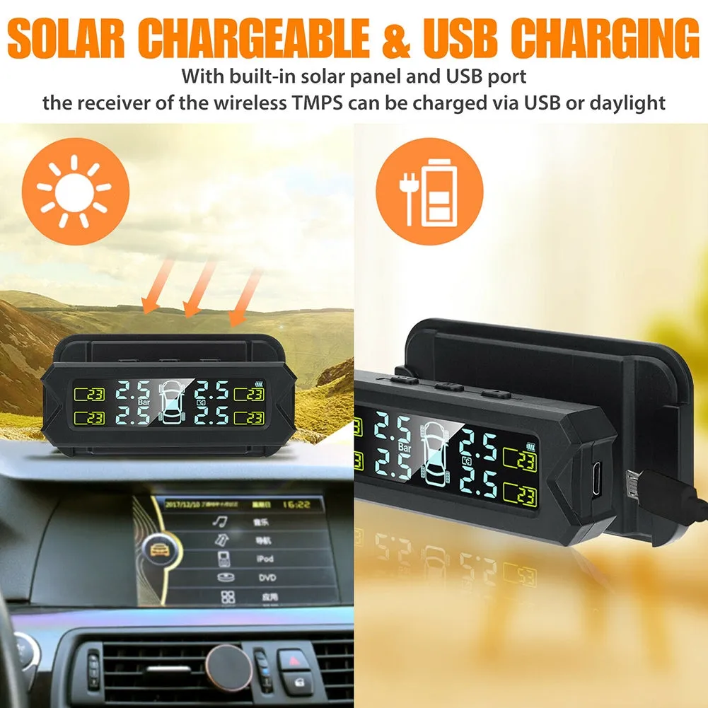Car Tpms Solar Wireless Tire  Pressure  Monitoring  System