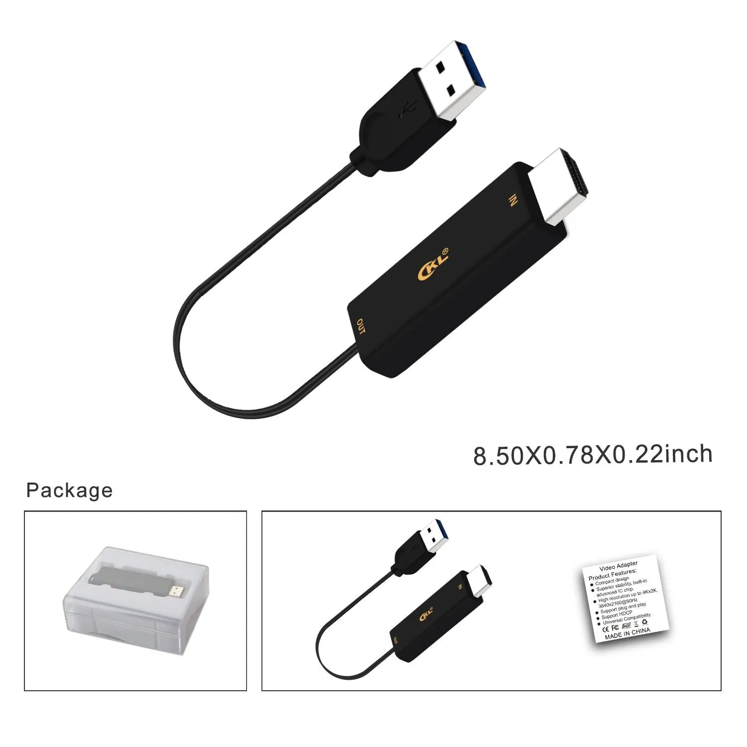 CKL 4Kx2K@60Hz Ultra HD HDMI to DP Adapter with USB Power, HDMI to Displayport Converter Compatible HDCP for CKL KVM Switch, Xbox one, 360, PS4/5, Mac, NS and More