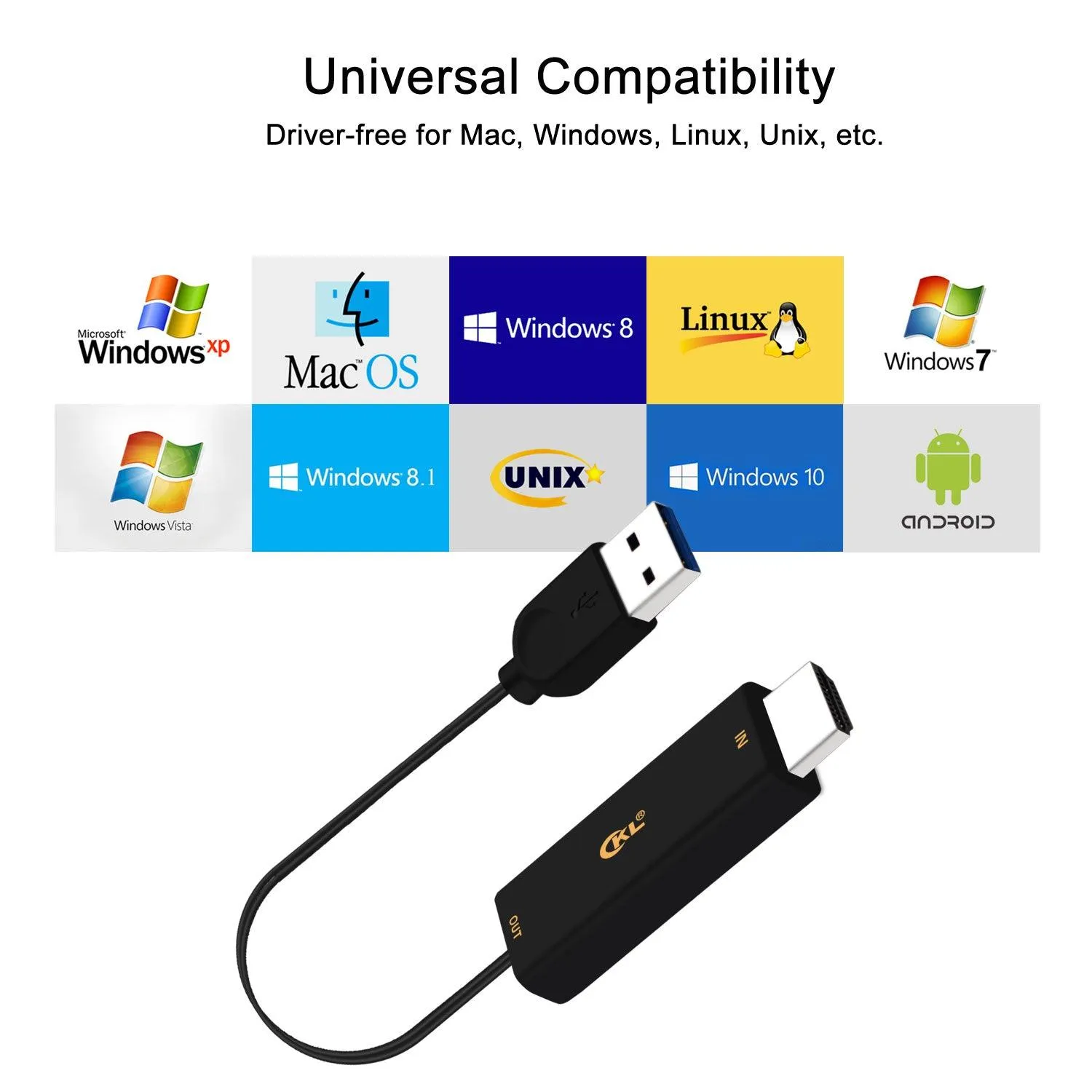 CKL 4Kx2K@60Hz Ultra HD HDMI to DP Adapter with USB Power, HDMI to Displayport Converter Compatible HDCP for CKL KVM Switch, Xbox one, 360, PS4/5, Mac, NS and More