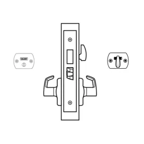 Corbin ML2030-NSVN-630-V20 Privacy Bedroom or Bathroom Mortise Lockset, NS Lever, VN Indicator Escutcheon shows "Vacant/Occupied" Satin Stainless Steel
