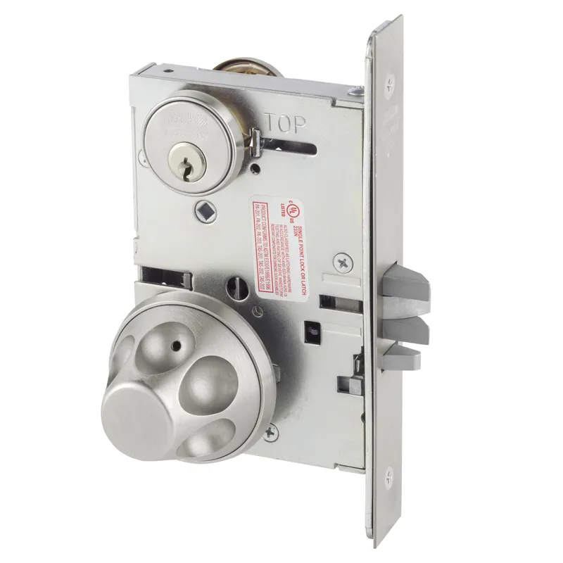 Corbin Russwin ML2032-HSS-630C  Anti-Harm (Anti-Ligature) Mortise Knob Lockset - Institution Function, Satin Stainless Steel with Microshield