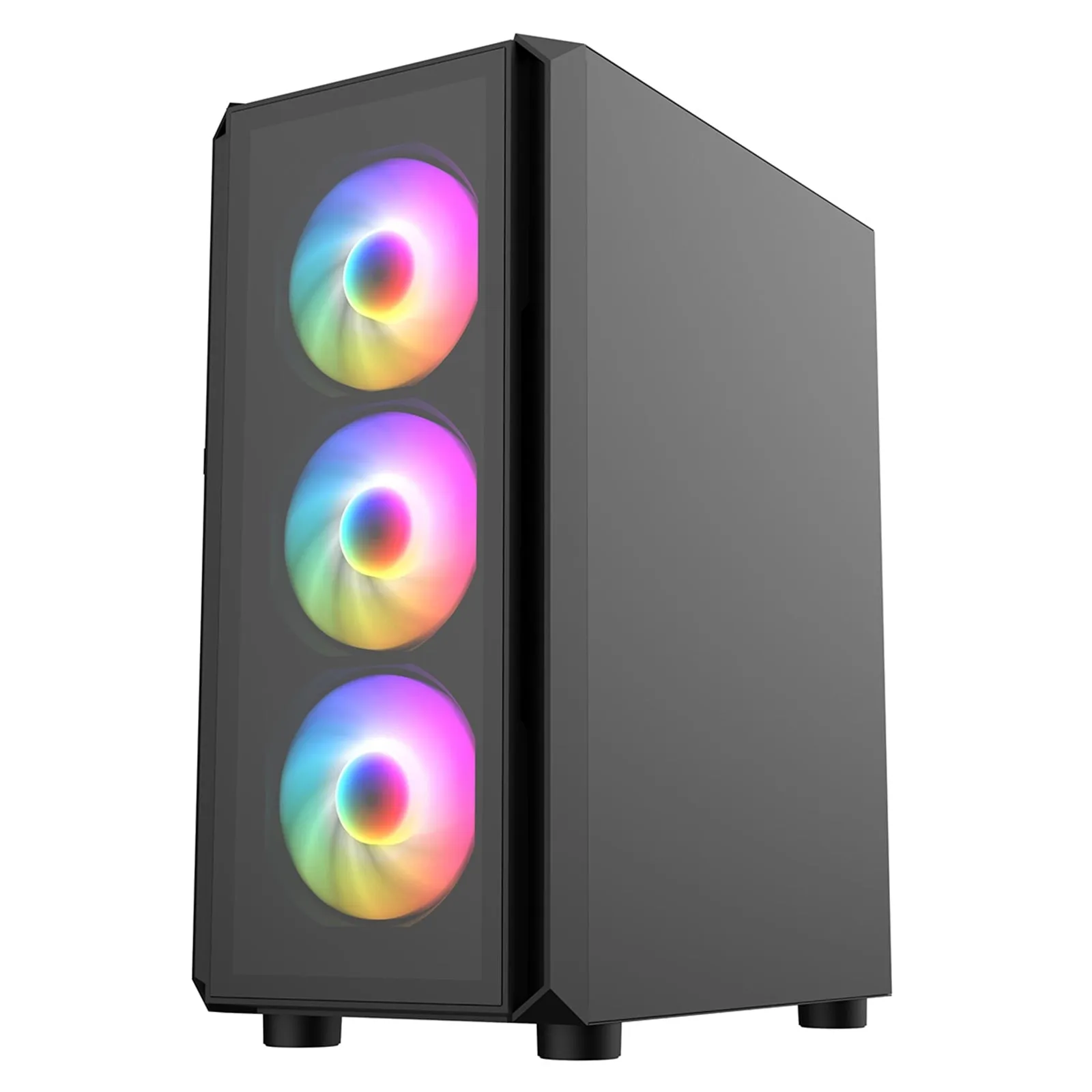 CRONUS Achos V2 Case, Gaming, Black, Mid Tower, 1 x USB 3.0 / 2 x USB 2.0, Tempered Glass Side & Front Window Panels, Addressable RGB LED Fans, ATX, Micro ATX, Mini-ITX