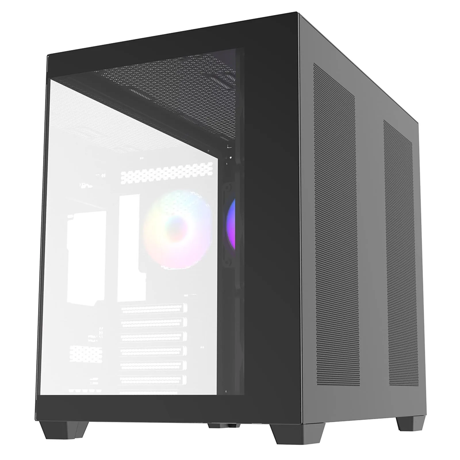 CRONUS Pallas Case, Gaming, Black, Mid Tower, 1 x USB 3.0 / 2 x USB 2.0, Tempered Glass Front & Side Window Panels, Addressable RGB LED Fans, ATX, Micro ATX, Mini-ITX