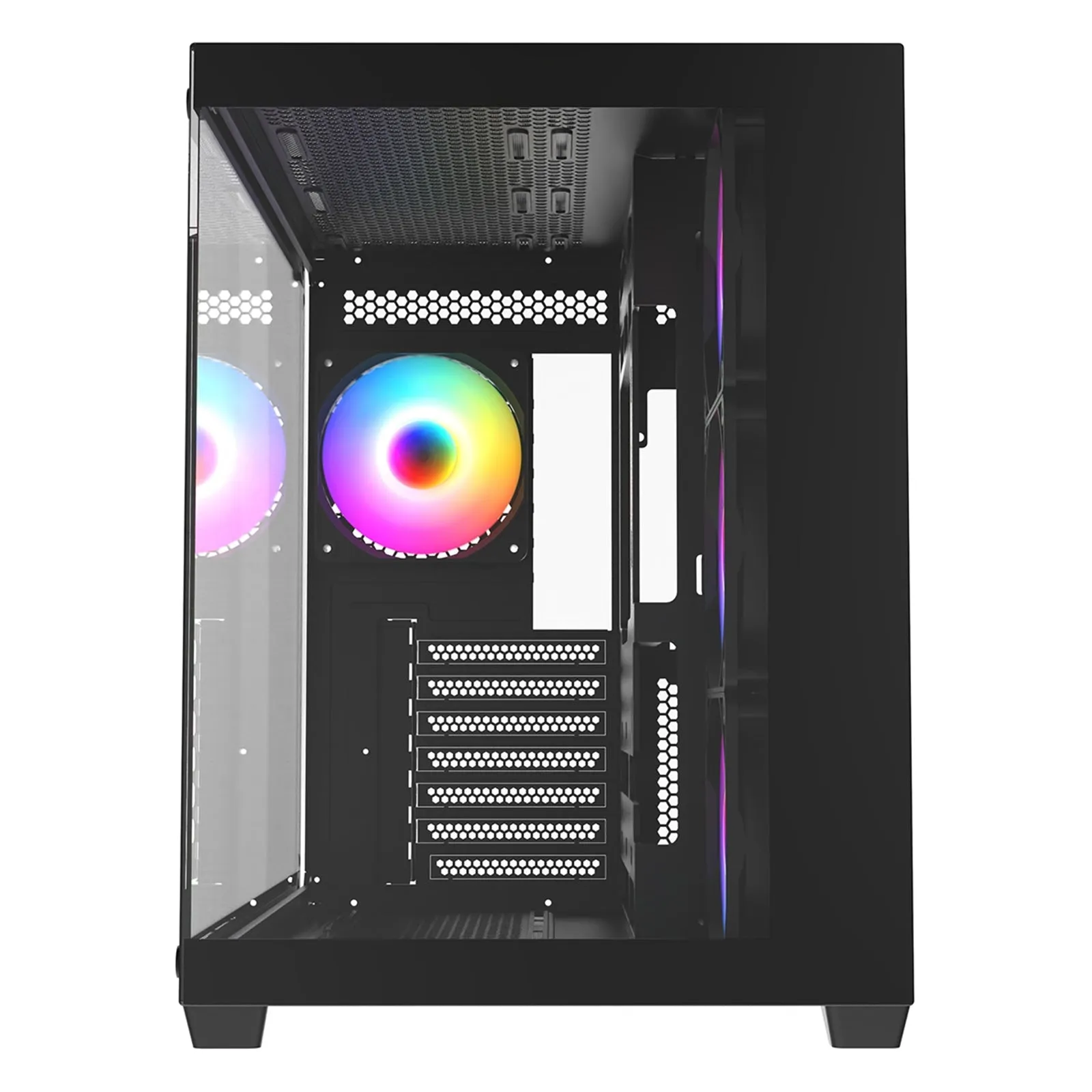 CRONUS Pallas Case, Gaming, Black, Mid Tower, 1 x USB 3.0 / 2 x USB 2.0, Tempered Glass Front & Side Window Panels, Addressable RGB LED Fans, ATX, Micro ATX, Mini-ITX