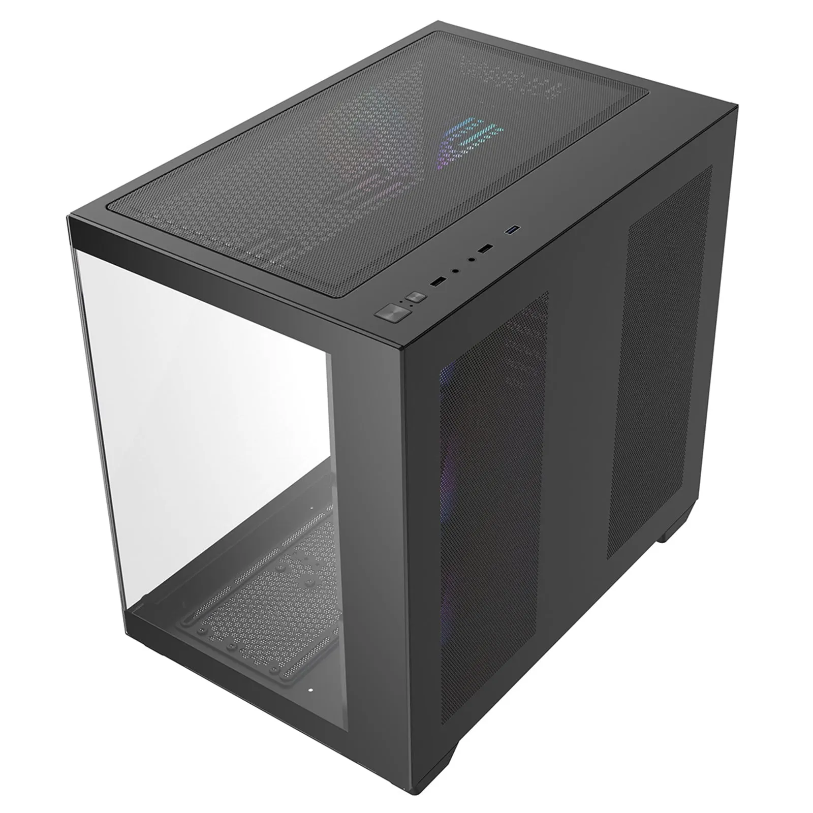 CRONUS Pallas Case, Gaming, Black, Mid Tower, 1 x USB 3.0 / 2 x USB 2.0, Tempered Glass Front & Side Window Panels, Addressable RGB LED Fans, ATX, Micro ATX, Mini-ITX