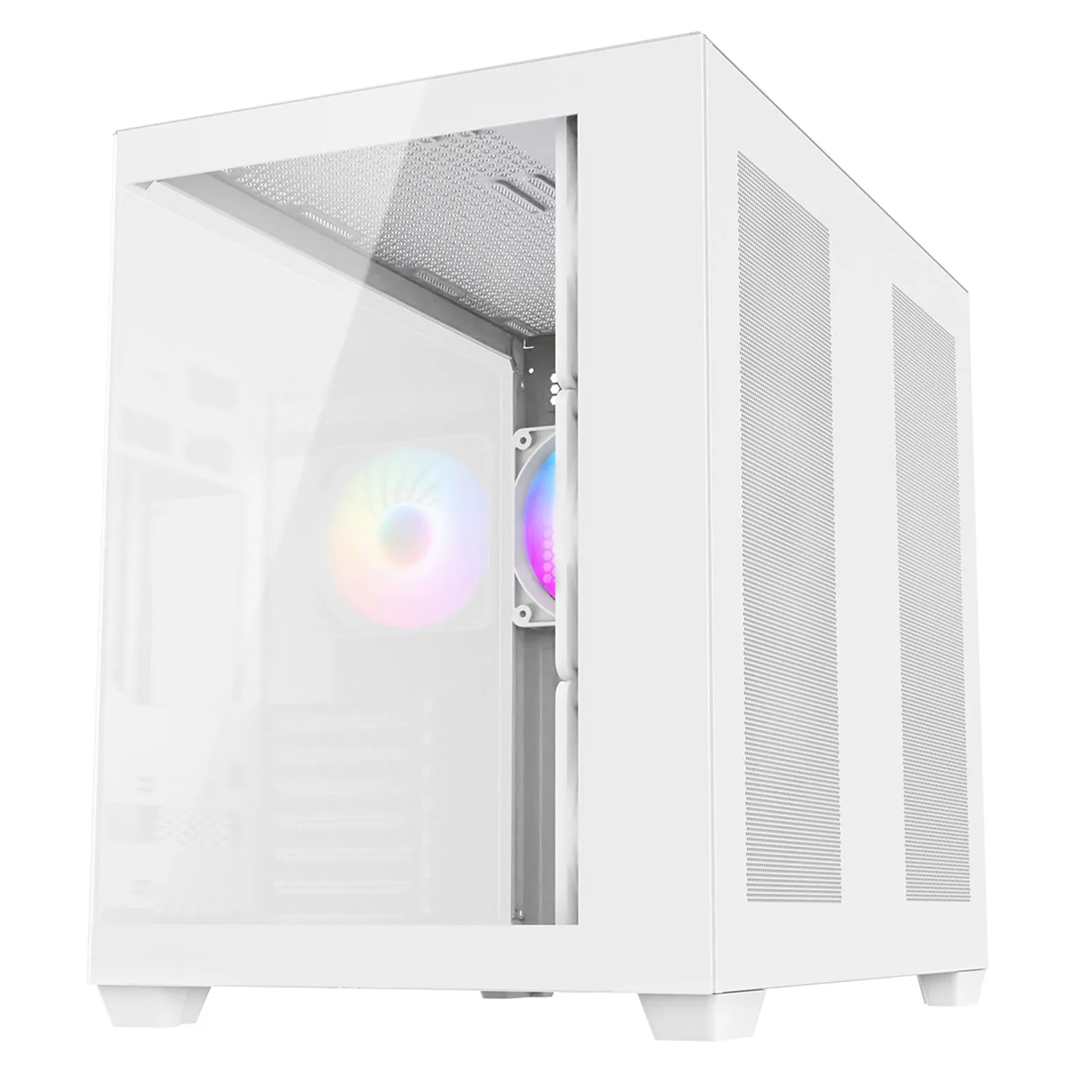 CRONUS Pallas Case, Gaming, White, Mid Tower, 1 x USB 3.0 / 2 x USB 2.0, Tempered Glass Front & Side Window Panels, Addressable RGB LED Fans, ATX, Micro ATX, Mini-ITX