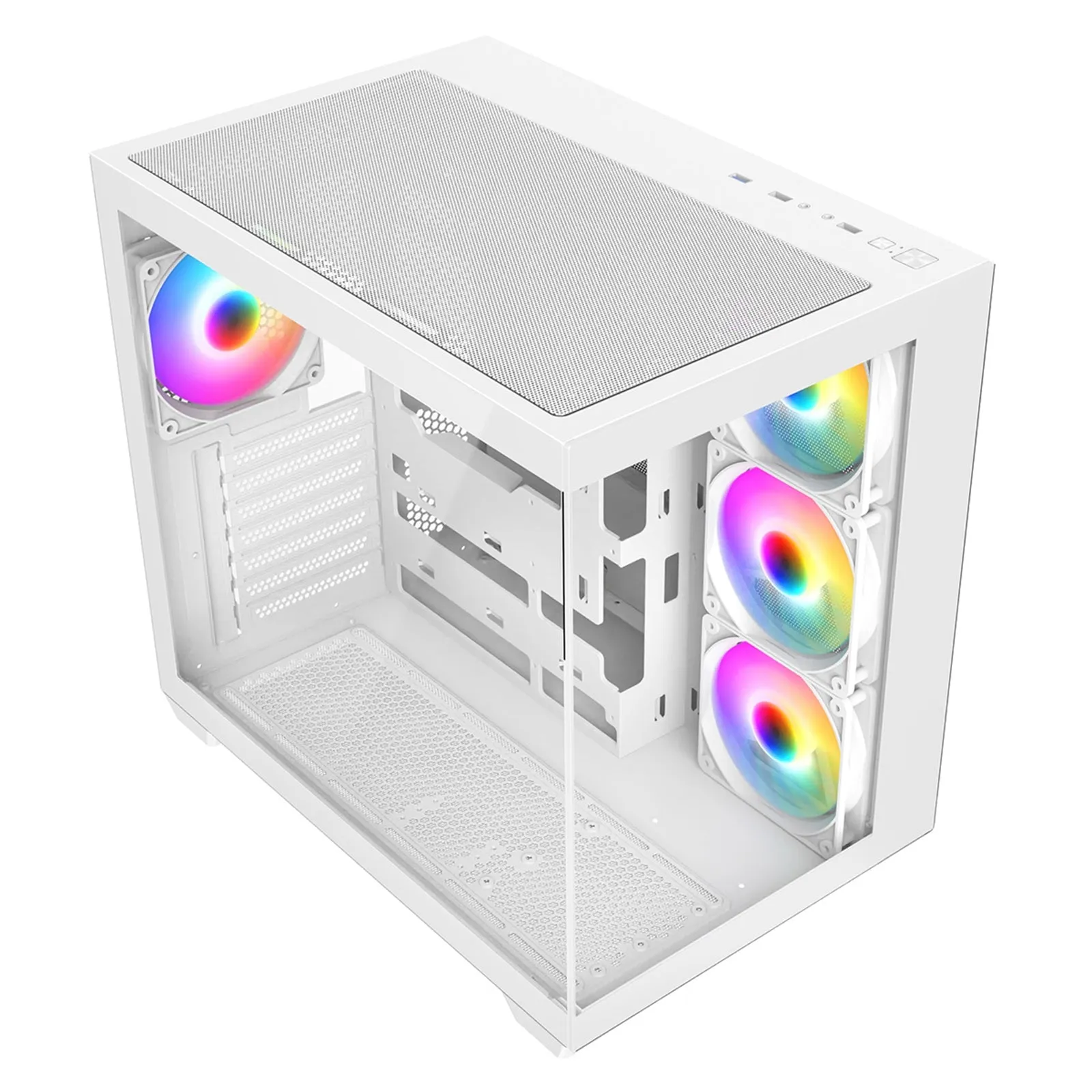 CRONUS Pallas Case, Gaming, White, Mid Tower, 1 x USB 3.0 / 2 x USB 2.0, Tempered Glass Front & Side Window Panels, Addressable RGB LED Fans, ATX, Micro ATX, Mini-ITX