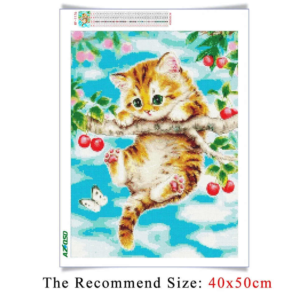 Cute Kitty | DIY Animal Diamond Painting Kit | Full Round/Square Drill Rhinestone Embroidery | Playful Kitten Portrait