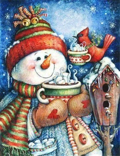 Diamond Painting, Merry Christmas Snowman