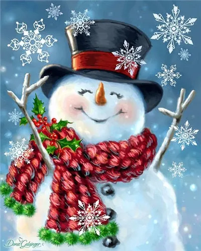Diamond Painting, Merry Christmas Snowman