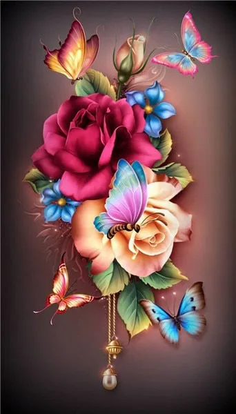 DIY Floral Diamond Painting Kits | Full Round 5D Diamonds | Flower Portrait | Sunflower Daisy Butterfly Bird