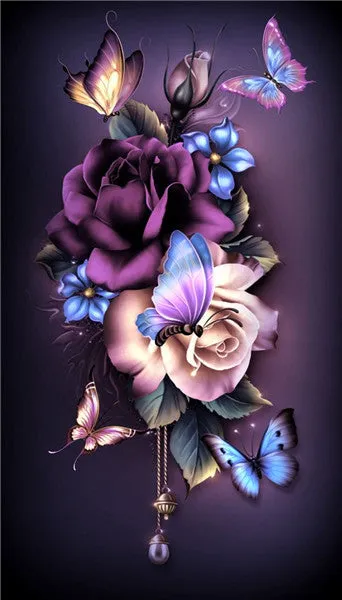 DIY Floral Diamond Painting Kits | Full Round 5D Diamonds | Flower Portrait | Sunflower Daisy Butterfly Bird