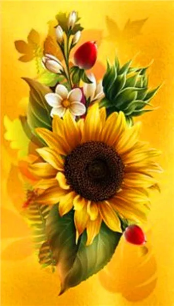 DIY Floral Diamond Painting Kits | Full Round 5D Diamonds | Flower Portrait | Sunflower Daisy Butterfly Bird