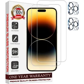 Entronix 4-Pack for Apple iPhone 16 Pro, 2 Clear Tempered Glass Screen Protectors & 2 Camera Lens Protectors