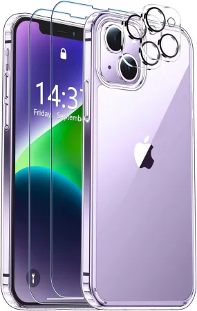 Entronix Case Heavy Duty Transparent Case Designed for Apple iPhone 13 Clear with 2 Screen Protector and Camera Lens, Shockproof Dropproof Slim Case