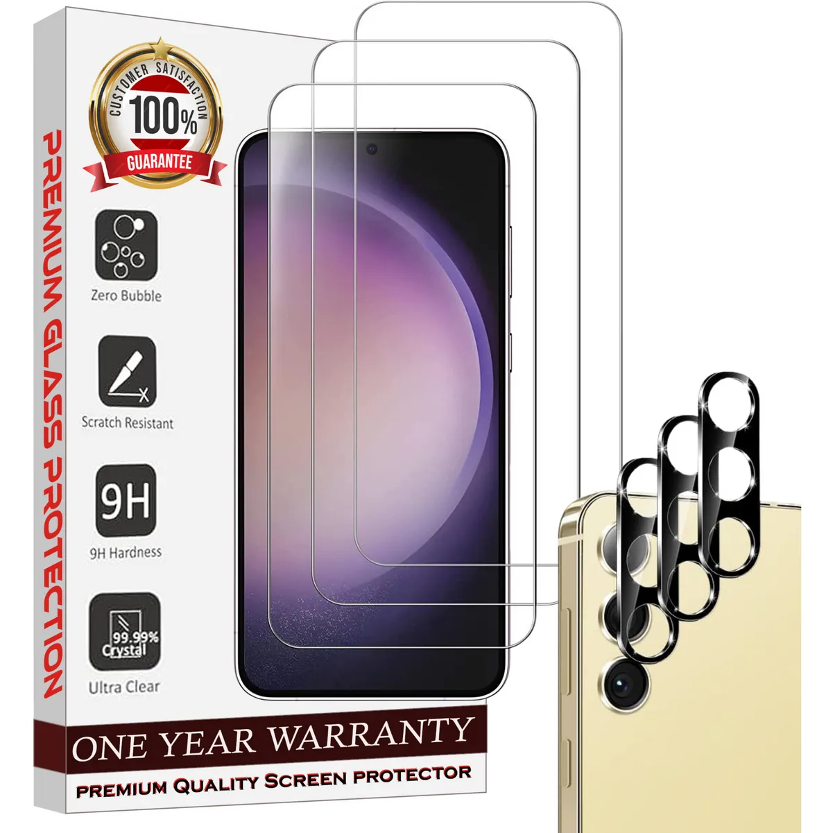 Entronix Case Screen Protector Bundle with Camera Cover for Samsung Galaxy S21 Plus Clear Built Anti Scratch, Bubble Free Easy Install, 3 PACK