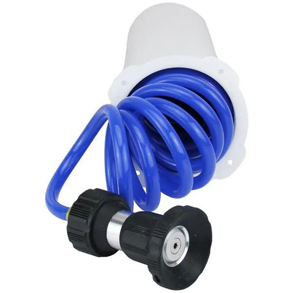 Flush Mount Washdown Hose Kit 4.5m - Blue Hose Polar White Housing